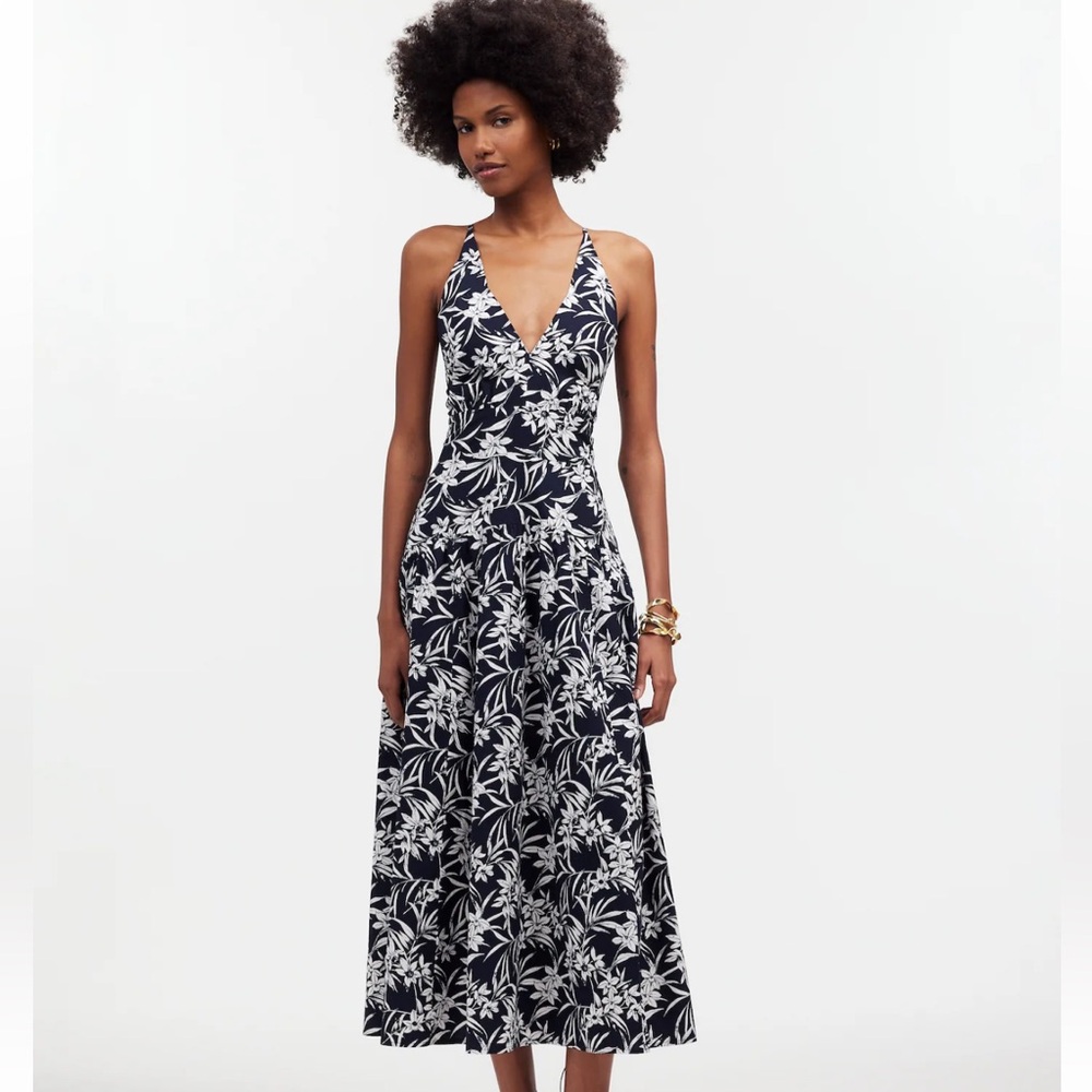 Madewell Smocked Halter Midi Dress in Poplin